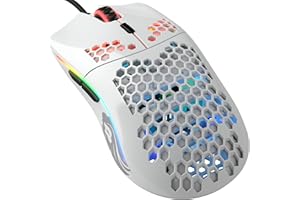 Glorious Gaming Model O Souris de jeu filaire - 67 g, design super léger en nid d’abeille, RGB, Capteur Pixart 3360, Switches Omron, Ambidextre - Blanc brillant