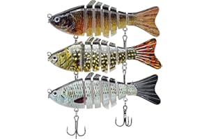 TABKSOLA Esche Artificiali, Affondamento Lento, Esca Artificiale per Acqua Dolce e Salata, Adatte per Luccioperca, Trota, Salmone, Persico, Set Esche Multi-segmento per la Pesca.