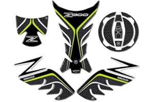‎LABELBIKE labelbike - Kit mit 3D Gel-Harz Aufklebern Dekorationen und Motorradschutz kompatibel mit Kawasaki Z900 - Carbon-ähnliche Farbe mit grauen und grünen Oberflächen