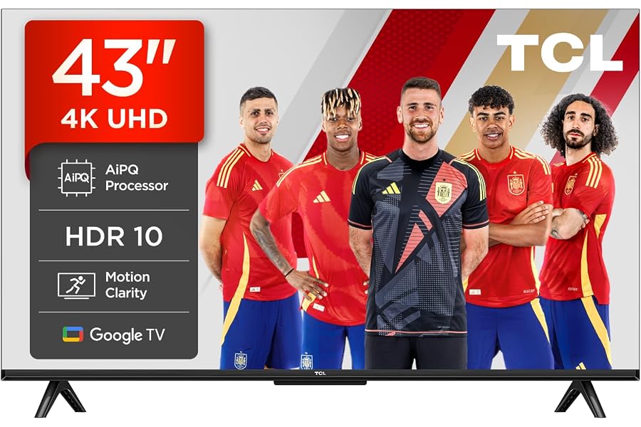 TCL 43V6C Televisor 43 Pulgadas 4K Smart TV LED, HDR, Google TV, Dolby Audio, Alexa y Google Assistant, Chromecast Built-in, 