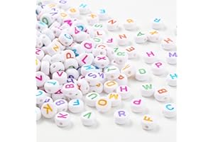 DAHI 1000 Pezzi Perline con Lettere Colorate per Braccialetti, Rotonde 7 x 4 mm, Perline Lettere Alfabeto A-Z, per Gioielli Fai da Te, Bracciali, Collane, Portachiavi