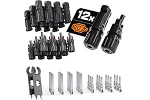 BAURIX® Zestaw wtyczek solarnych, 12 łączników – IP68, wodoszczelne złącze wtykowe do kabli solarnych PV 2,5-6 mm² – łącznie z narzędziem mocującym do bezpiecznego połączenia