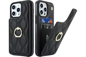 SailorTech iPhone 13 Pro Max Hülle mit Kartenhalter für Frauen, iPhone 13 Pro Max Handyhülle Ring-Ständer [Kartenfach] [Standfunktion] Niedliche und modische Tasche für iPhone 13 Pro Max-Schwarz