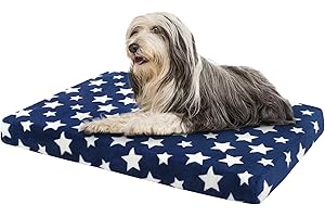 EMPSIGN Coussin pour chiens de petite taille, réversible, lit pour chien, coussin imperméable, lit pour chien, avec gaine amovible, bleu marine, 107 x 71 x 6,6 cm