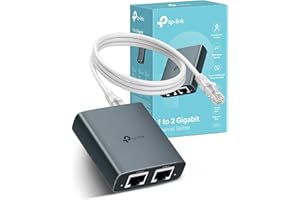 TP-Link EH210 Ethernet Splitter,1 to 2 Gigabit Network Switch,1000Mbps High-Speed Ethernet Switch,Plug and Play,LAN RJ45 Internet Splitter with Ethernet/USB Cable for Router,Laptop/PC,TV,Xbox