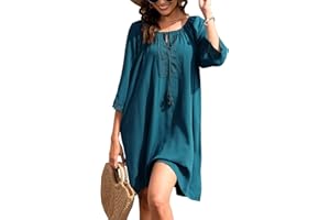 UMIPUBO Copricostume Donna Mare Elegante, Abito Costume da Bagno Copribikini con Pizzo, Chiffon Pareo Camicia Vestiti Corti Costumi Bikini Cover Up per Protezione Solare