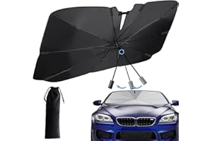 AIRMINTI Parasol Coche Delantero Plegable, Parasol Paraguas Coche, Protección UV, Aislamiento Térmico, Almacenamiento fácil, Parasol Plegable Adaptable a la Mayoría de Coches, SUV, MPV, Camiones-S(120 * 65cm)