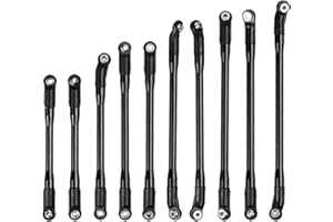 INJORA RC Link Rod 10pcs Linkage con terminale in plastica per 1/10 RC Crawler Axial SCX10 II 90046 (Nero)