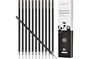 QIURUYUE Ersatzminen, Kompatibel Mit Legami,0,7mm Radierbare Tintenroller, Höhe 13 cm, mittlere Stärke – Gel-Tintenrollermine (Schwarz)