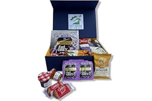 TEA HOUSE DIRECT Tea Gift Set Hamper with Border Biscuits 5 Different Flavours| Bonne Maman Bitter Orange Marmalade & Strawberry Conserve Jam | 10 Lotus Biscoff cookies Twining Earl Grey Tea - 50 Packets - Gift Set