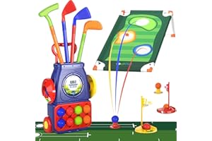 QDRAGON Juego de Golf para Niños, Mini Golf con 4 Palos de Golf, 8 Pelota de Golf, Carro de Golf, Juguetes de Golf Regalo para Infantil Niños, Niñas 3, 4, 5 6 Años