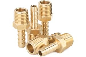 LTWFITTING Generic Raccord en laiton barbelé - Raccord mâle BSPT 6 mm x Tuyau de carburant / / eau 6 mm (lot de 5)