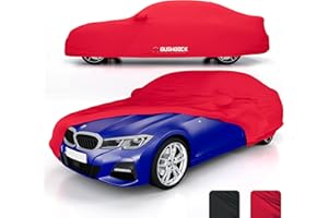 ‎BUSHBOCK PREMIUM COVER BUSHBOCK® Premium Indoor Car Cover - Satin Protective Fabric - Tarpaulin Car Cover Car Garage Indoor - 2 Colours, 4 Sizes (Red, L)
