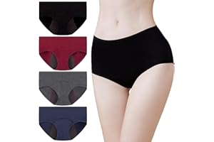 Momoshe Culotte Menstruelle Slip Femme Coton Absorbante Flux Abondant Regle Anti Fuite Incontinence Lot de 4