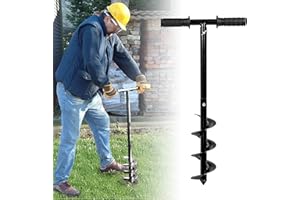 EUNEWR Trapano Mano Spirale Giardino,Set di Trivella Manuale,Punte per Trapano a Coclea da Giardino per Piantare Fiori e Arbusti,Giardinaggio Strumento da Trapano con Manico e un Paio di Guanti