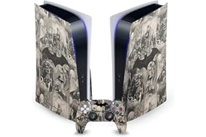 Head Case Designs sous Licence Officielle Batman DC Comics Collage Distressed Logos Et Bandes Dessinées Vinyle Plaque Frontale Autocollant De Jeu Peau Compatible avec PS5 Disc Console & DualSense