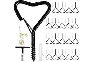 Ticway 20 Pack Q-Hanger Hooks, Screw Hooks for Outdoor String Lights Heart Love Eye Hook Heavy Duty Safety Buckle Windproof Hooks for Hanging Plants with Wing Nut Driver, Black