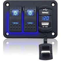 Pannello Interruttore 5 Gang Impermeabile - Con USB E Voltmetro | Per Barca E Camper