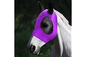 ZENGSING Fliegenmaske Pferd UV Schutz, Super Comfort Stretchy Pferdefliegenmaske, Elastisch Pferdefliegenmaske mit Ohrenschutz, Atmungsaktives Mesh (Lila, 40 * 25 * 20cm)