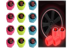 BKEMKRI Tapas De VáLvulas Luminosas para Coche De 12 Piezas, Tapas De Válvulas De Neumáticos Fluorescentes Universales, Adecuadas para Coches SUV, Bicicletas, Motocicletas