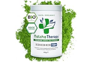 MatchaTherapy 130+ | Bio Matcha herbata w proszku | 60 g | o zawartości katechiny EGCG o sprawdzonej co najmniej 130 mg/g | wspomaga układ odpornościowy i poziom energii | klasa ceremonialna | zielona