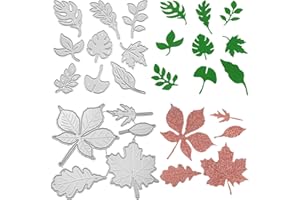 W RXKIOCS 14 Pezzi Fustelle Foglia Acero Fustella da Taglio in Metallo 3D Foglia Botanico Taglio Stencil per Scrapbooking Album Calendario Cartolina d'auguri Biglietto Goffratura Fai da Te