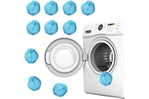 WHALINE 12 Stücke Tierhaarentferner Waschmaschine,Wiederverwendbar Fusselbälle Waschmaschine Katzenhaarentferner Waschmaschine Haarfänger Waschmaschine für Entfernt Tierhaare Fusseln(Blau)