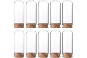 PATIKIL Klar Cloche glaskupol, 10-pack glasklocka burk display fodral bordsskiva mittpunkt med korkbas för LED-lampor växter heminredning 7 x 3 cm