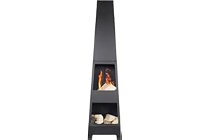 La Hacienda Malmo Steel Chimenea with Log Store Easy to Assemble Contemporary Patio Heater Log Burner