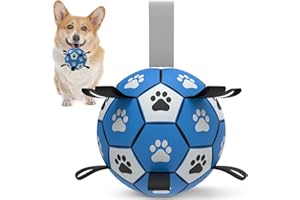 HETOO Piłka dla psa, zabawka dla psa, piłka z uchwytem, interaktywne holowanie na wojnie, piłka dla psów, zabawka, prezent urodzinowy, dla średnich/dużych psów (15 cm, niebiesko-szara)