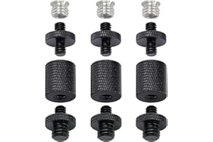 Frgyee 12Pcs Adaptateurs de Trépied 1/4" 3/8" pour Trépied D'appareil Photo Reflex Numérique, Support D'épaule, Support de Flash pour Appareil Photo, Panneau LED, Support de Trépied GoPro