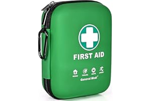 General Medi First Aid Kit - 170 Pieces Hard Case and Lightweight - Includes Instant Cold Pack,Emergency Blanket for Travel, Home, Office, Vehicle, Camping, Workplace & Outdoor (Green)
