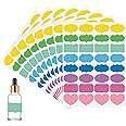 Wisdompro Fancy Shape Coloured Label Stickers, 256 Pcs Blank Sticky Labels for Essential Oil Bottles, Jam/Spice Jars, Dropper/Spray Bottles, Food Container, Gift Box - Small