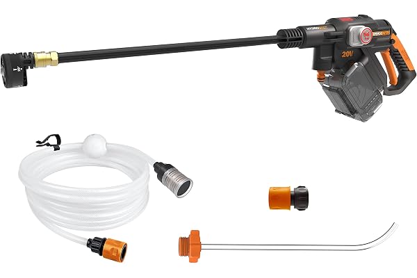 WORX Nettoyeur Haute Pression sans Fil Brushless 20V Hydroshot WG633E.9, Outil Mobile, Puise l'eau n'importe où, Tuyau 6m, Lance Longue, buse à Jets Multiples, Livré sans Batterie ni Chargeur