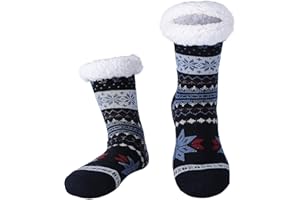 Hisonwel Chaussettes pantoufles pour hommes, chaussettes chaudes et moelleuses avec polaire Sherpa antidérapante, cadeaux pour hommes