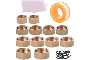 SVOCK 12 sztuk zaślepek 3/4 cala, mosiężna nasadka 1/2 cala z uszczelką, mosiężna nasadka 1 cala 3/4 cala 1/2 cala 3/8 cala, zaślepka 1/2 cala, zaślepka 1/2 cala, zaślepka wewnętrzna z pudełkiem do
