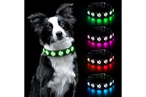 AUAUY Świecąca obroża dla psa, obroża LED dla psa z podświetleniem, ładowana przez USB, wodoodporna, migająca, skóra PVC, regulowana, super jasna świecąca obroża dla psa na ciemno dla małych, średnich