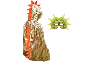 DKINY Capa de Dinosaurio para Halloween Infantil Disfraz de dragón para niños con máscara Abrigo Ropa para Cosplay Juegos de rol Halloween Fiesta temática Carnaval Mascarada para niñas Amarillo