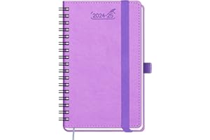 BEZEND 18-Monate Taschenkalender 2024 2025 Klein Terminplaner A6 Ringbuch PU-Leder Softcover Kalender [Lavendel] Wochenplaner Juli 24-Dez 25 Buchkalender mit Stifthalter