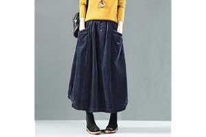 CHYUAN Kilt Falda Escocesa Otoño Invierno Falda De Pana Mujeres Vintage Midi Faldas Largas Mujer Cintura Elástica A-Line Falda Plisada De Gran Tamaño