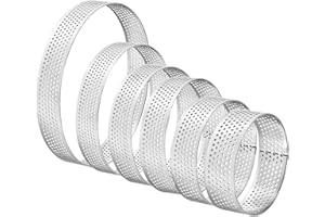 FANGEHONG 6 Piezas Anillo De Tarta De Mousse, Molde De Pastel Perforado, Redondo Anillo de Mousse de Pastel de Acero Inoxidable, Cortadores Círculo para Hornear DIY (6 pcs)