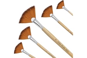 ISIYINER Pennelli per Dipingere 5 Pezzi Pennelli a Ventaglio Professional Nylon Pennelli Pittura per Arte Pittura Ad Olio Acrilica