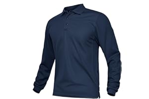 TACVASEN Herren Poloshirt Langarm Golf Tshirts Tactical Shirt Leicht Atmungsaktiv Freizeitshirts mit Brillenhalter