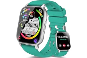 AYCY Smart Watch (Answer/Make Calls), Smart Watches for Men Women with 1.85 Touch Screen, Step Counter, IP68 Waterproof, 112 Sport Modes, Heart Rate/Sleep Monitor Fitness Watch for iOS Android, Aqua