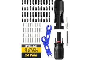 ENERNOVA Connettori Solari, 5/10/20/24/30 paia di Connettore Pannello Fotovoltaico, IP68 Impermeabile Connettori, Compatibile con Cavo Solare 2.5/4/6mm², per Pannello Solare Maschio/Femmina(24PCS)