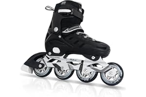 NATTORK Inline Skates for Youth Boys Men, 4 Sizes Adjustable Blades Roller Skates with Ankle Support, Adjustable Strap, 84mm Wheels and Soft Boot Fit for Skating, Roller Derby, Street Hockey