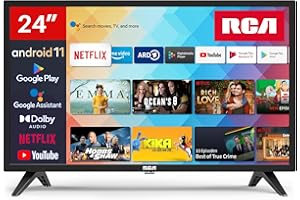 RCA Smart TV 24 Pulgadas (60cm) HD Televisor Android TV con WiFi, Bluetooth, App Store, Triple Tuner (DVB-T/T2, DVB-C, DVB-S/S2), USB, HDMI (SRA24HF1, 2024)