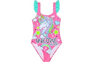 POWER FLOWER Maillot de Bain pour Filles Maillot de Bain Une Pièce avec Volants Maillot de Bain Licorne Vêtements de Plage pour Filles de 2 à 14 Ans