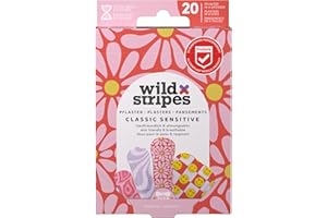 Wild Stripes - Classic Sensitive Pastel Fun - Set de pansements hypoallergéniques au design pastel stylé pour protection waterproof - Doux et protecteurs pour la peau - 20 pcs