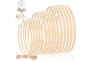 TAIHOBO 15PCS Cercle en Bois Bambou, 15/18/20cm, 6 Anneaux pour Art Floral avec Trous, 9 Cercle Attrape Rêve sans Trous, Cerceau Floral en Bambou pour Réaliser des Guirlandes